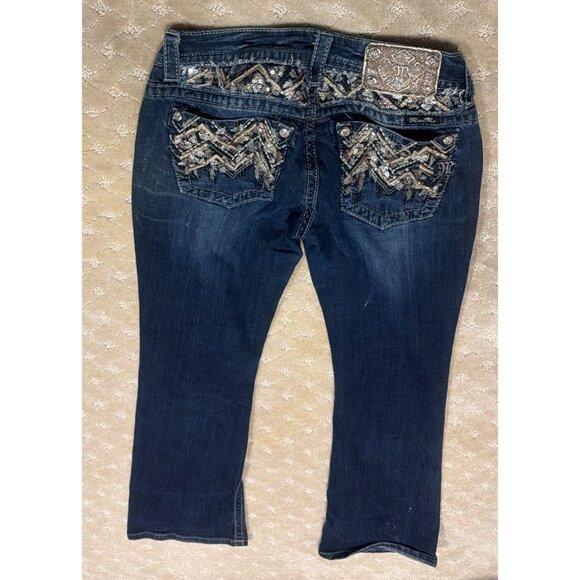 Miss Me Jeans Women 28x31 Boot Cut Bling Sequin Cross Pocket - Picture 2 of 5